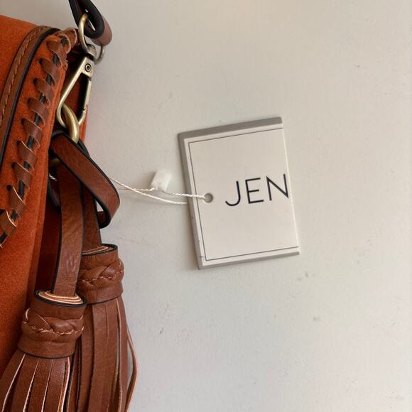 Jen & Co Sloan Vegan Crossbody Faux Suede Envelope Bag Burnt Orange Brown NWT - Picture 10 of 11